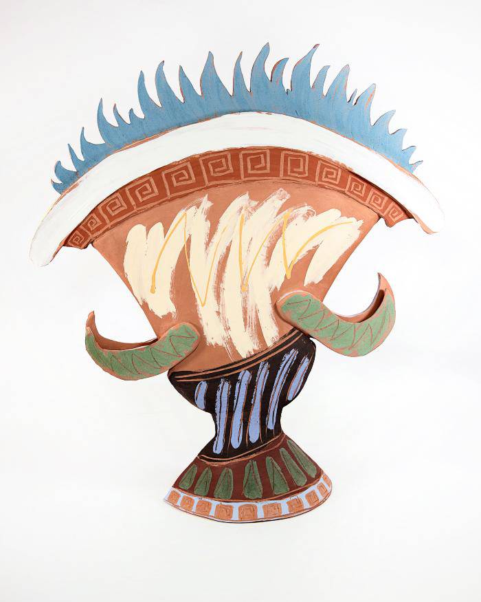 Ceramic vessel by Daleene Menning, titled "Adolescent Krater Of The Blue Flame"